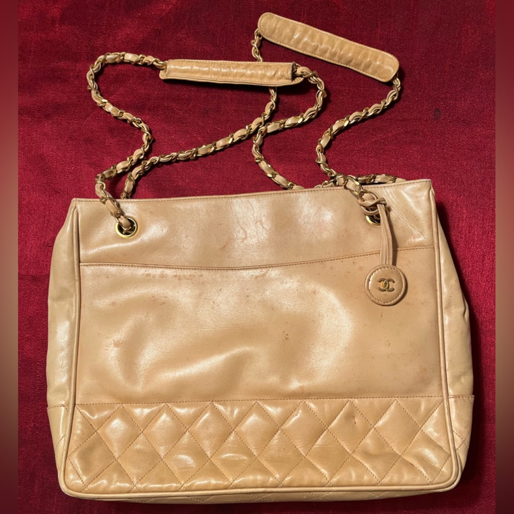 Chanel Shoulder Bag with Long Gold Plated Chain Straps